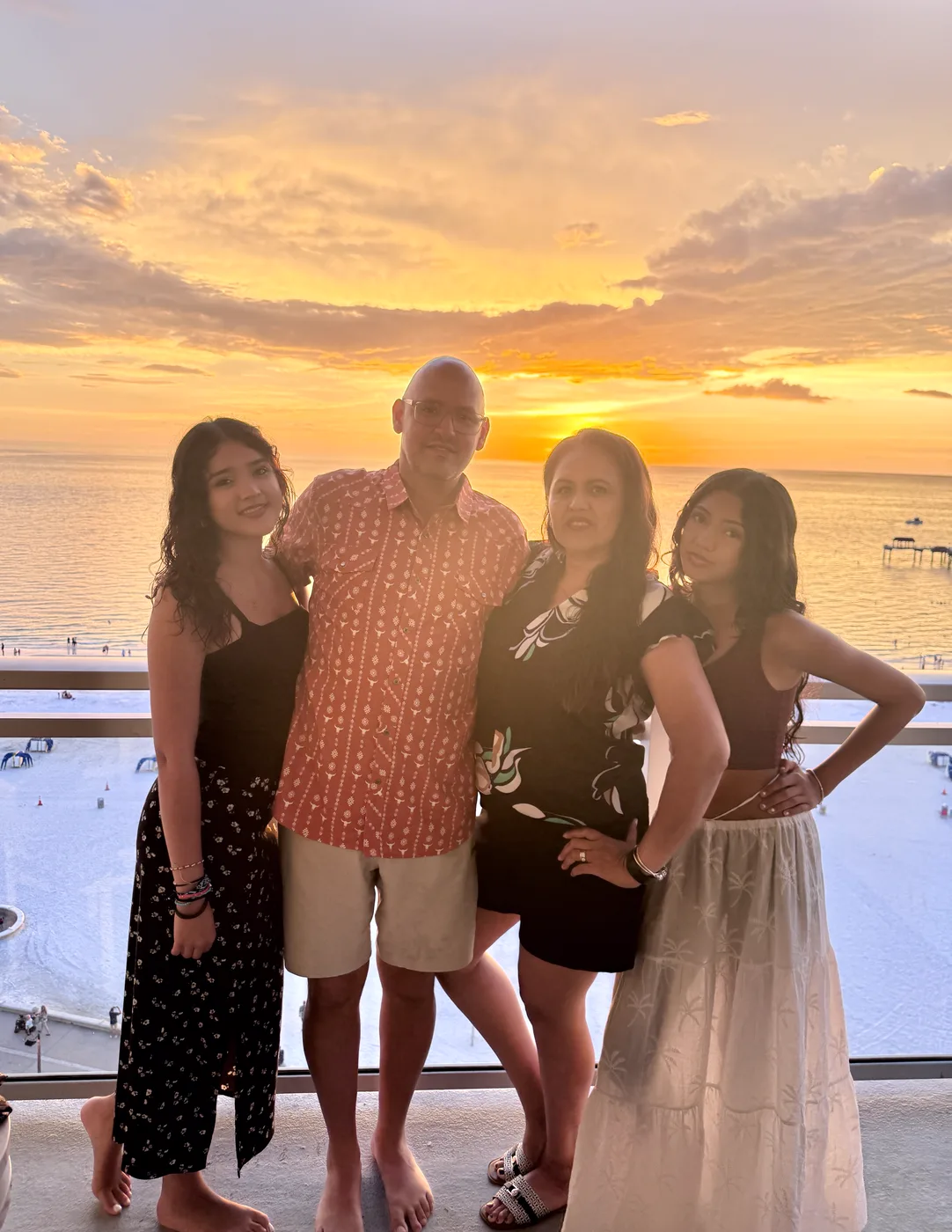 Celeste with her family at sunset in Florida.